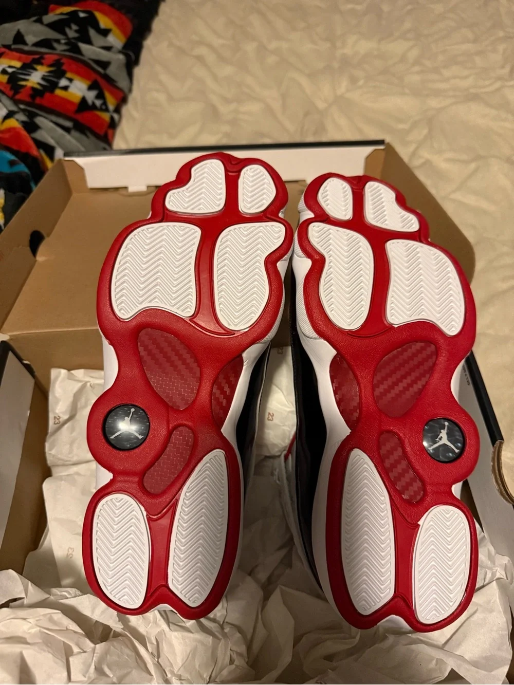 Jordan 6 Rings : White Black Red Leather-Trim Basketball Sneakers